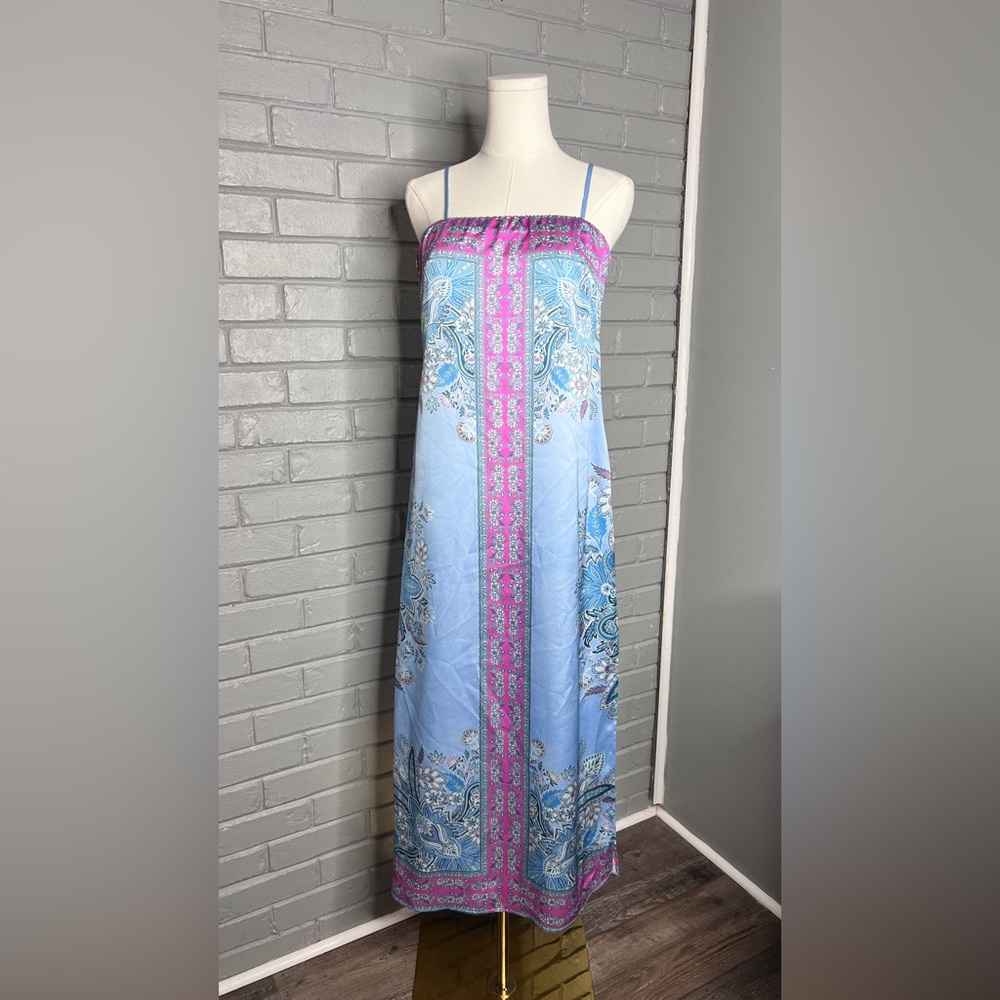 Gianni Bini Rayna Printed Satin Slip Split Maxi Dress Size 4